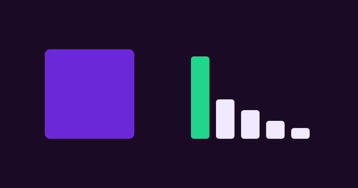 Ilustração abstrata com um bloco cheio à esquerda e, à direita, o mesmo volume repartido em barras de alturas diferentes, sugerindo um total que se abre em partes desiguais
