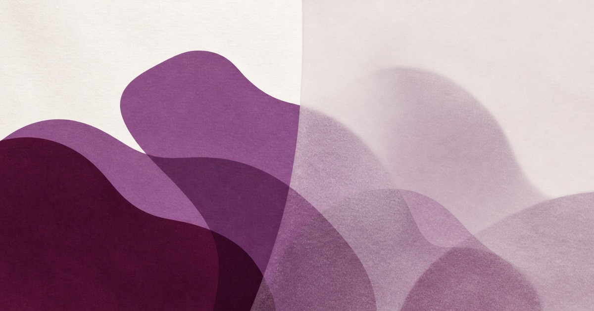 Ilustração abstrata em tons de roxo com uma região nítida e outra atenuada, sugerindo visibilidade parcial